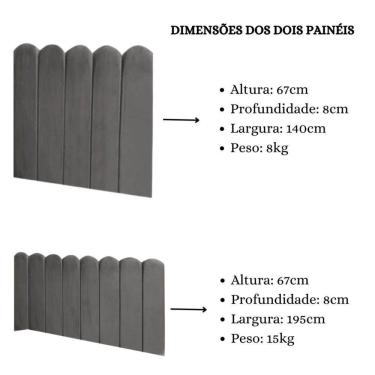 Imagem de Cabeceira Painel Cama Casal Box Nuvem Suede Sandy 140 Cm :cinza Escuro