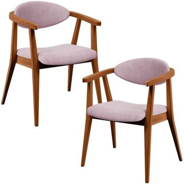 Imagem de Kit 02 Poltronas Decorativas Para Sala De Estar Jantar Cecília L02 Suede Rosê