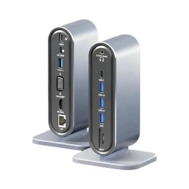 Imagem de Estação De Docking USB C 12-em-1 Vertical HDMI 4K 30Hz LAN 100M USB 3.