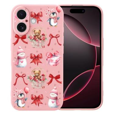 Imagem de MAYCARI Capa de telefone fofa urso pinguim boneco de neve para iPhone 14 de 6,1 polegadas, compatível com Magsafe, capa de borracha gel macia de silicone líquido de ajuste fino com forro de microfibra