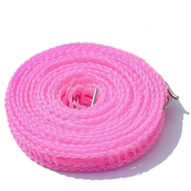 Imagem de Varal portátil de viagem de 5 m/10 m, varal portátil para viagem, à prova de vento, corda de secagem de roupas para acampamento ao ar livre (5 m rosa)