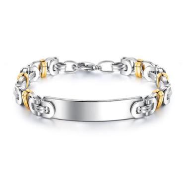 Imagem de Pulseira masculina de aço inoxidável de dois tons - Yiweisai