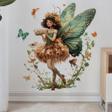 Imagem de Adesivos de parede Fairy Girl Butterfly PVC 30x40cm autoadesivos - yiw