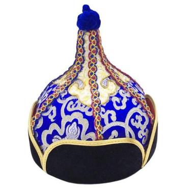 Imagem de Chapéu étnico mongol tradicional azul e branco para homens - yiweisai