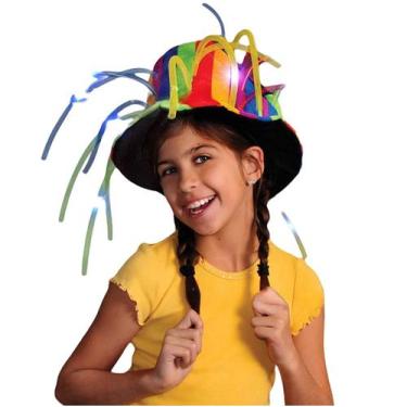 Imagem de Chapéu de palhaço Rainbow com luzes LED, jeans, tamanho único para cri