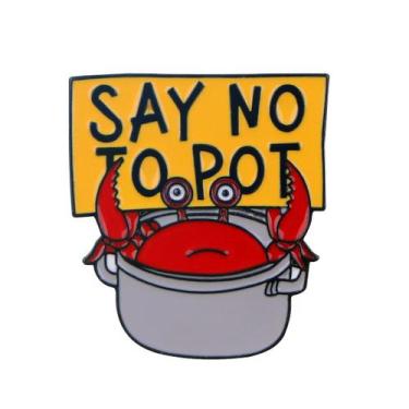 Imagem de Broche Pin Funny Crab Say No to Pot Sign Alloy 2,6 x 2,8 cm - Yiweisai