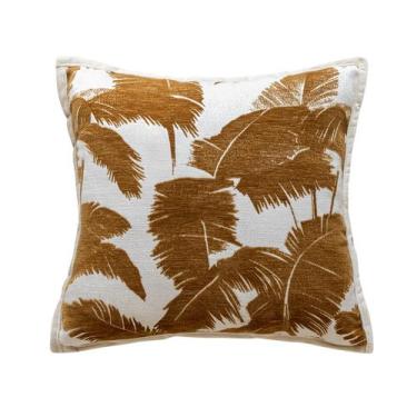 Imagem de Capa de travesseiro moderna minimalista bege/marrom de folha tropical 