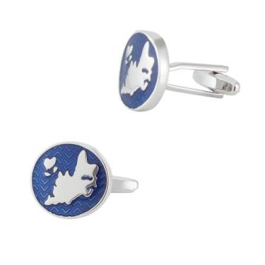 Imagem de Mapa azul de abotoaduras para homens, abotoaduras de liga leve 19,5 x 