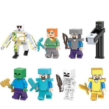 Imagem de Conjunto de minifiguras Toy Action Figures, coleção Minecraft, 8 unida