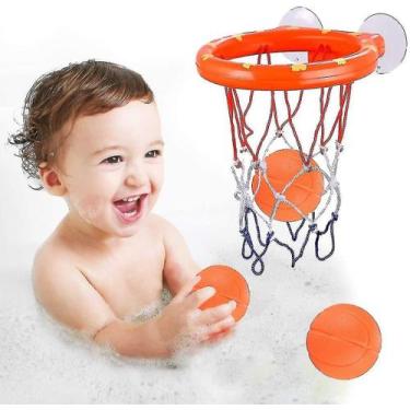 Imagem de Conjunto de cesta de basquete de brinquedo de banho com 3 bolas para c
