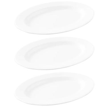 Imagem de Kit 3 Travessas de Melamina Bandeja Oval Servir Porções Petiscos Saladas Pratos Quentes