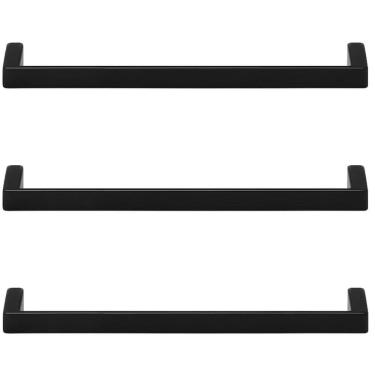 Imagem de Kit 3 Puxadores Torralba Alça para Móveis 20cm Preto Fosco Oeiras Armários Gavetas