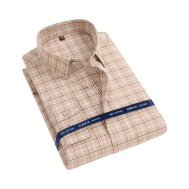 Imagem de Camisa Oxford Masculina De Manga Longa 100% Algodão Confortável Respir