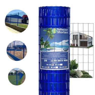 Imagem de Tela Tellacor 1,20x25m Pvc Reforçado Fio 2,50mm Cercamento Azul - Morl