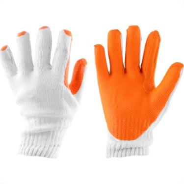 Imagem de Luva Malha Imbat Emborr.Laranja 09 - Kit C/12 PR