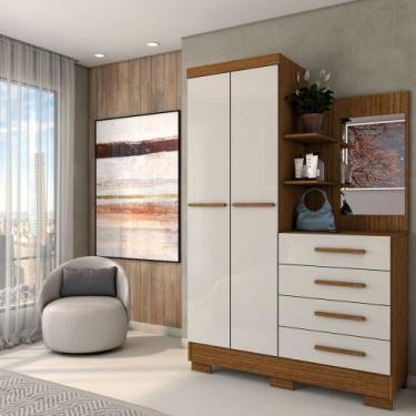 Imagem de Guarda-Roupa Solteiro Verona 2 Portas 4 Gavetas com Espelho 100% Mdf C