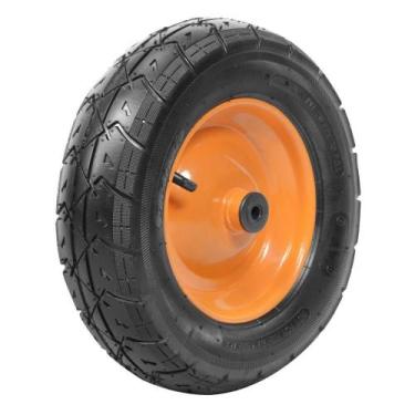Imagem de Pneu Com Câmara 3.5/8 Polegada E Roda Metálica Tramontin Para Carrinho