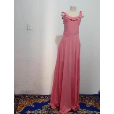 Imagem de Vestido longo rosa vesti 38ate44 - Sandra moda griff com fenda 