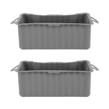 Imagem de GRCFUMO 2PCS Silicone Grease Drip Pan, forros de copo de graxa acidentados, Bandeja de Greia de Liner Grill apanhador de graxa reutilizável para acampamento churrasco (Cinza)