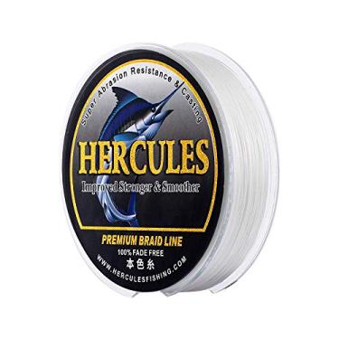 Imagem de HERCULES Linha de pesca trançada, não desbota, 109 Jardas Linhas de PE, 8 fios Linha de peixe multifilamento, 20 Libra Teste para água salgada e água doce, Branco, 20 Libra, 100m