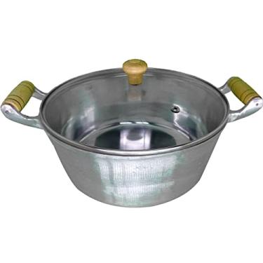 Imagem de Panela Caçarola Alumínio Polido Tampa Vidro Temperado Alça e Pomel Madeira 36cm 11,5L