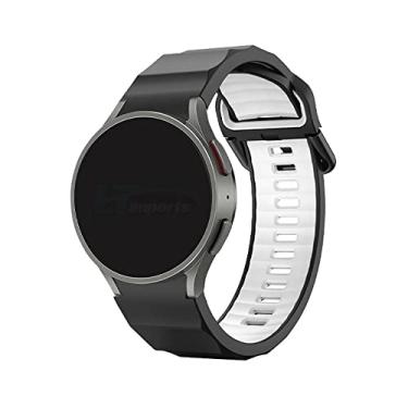 Imagem de Pulseira Robusta LTIMPORTS, compativel com Galaxy Watch 6 - Galaxy Watch6 Classic - Galaxy Watch 5 - Galaxy Watch5 Pro - Galaxy Watch 4 - Galaxy Watch4 Classic (Preto-Branco)