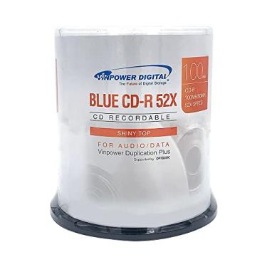 Imagem de Vinpower Digital Disco de mídia gravável Blue AZO CD-R 700MB 52X brilhante prateado - 100 pacotes com eixo 16M-115-BX