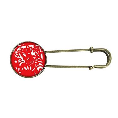 Imagem de Broche de metal retrô com corte de papel para rato, animal, China zodíaco, broche de metal