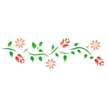 Imagem de Stencil de Acetato para Pintura OPA Simples 10 x 30 cm - 729 Flores e Botões