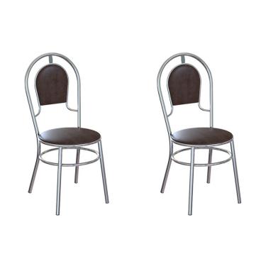 Imagem de Conjunto com 2 Cadeiras de Cozinha River Tabaco e Cromado