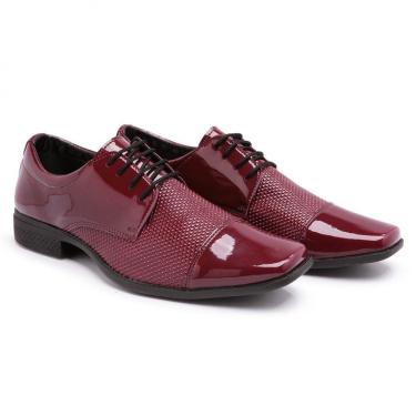 Imagem de Sapato Social Verniz Moda Chic com Textura Cadarço e Bico Quadrado