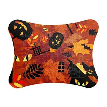 Imagem de Moldura de quebra-cabeça de Halloween com desenho de floresta profunda