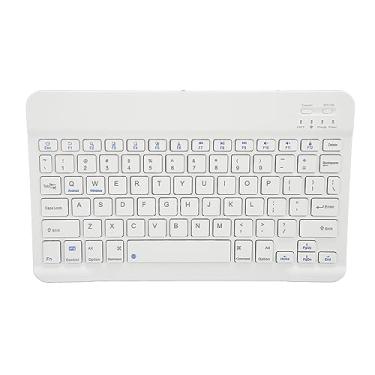 Imagem de Teclado sem fio, teclado ergonômico silencioso para PC de 10 polegadas com teclas de função multimídia, teclado portátilpara laptop para IOS, tablet, computador (Branco)