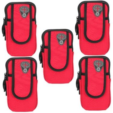 Imagem de Homoyoyo 5 Unidades bolsa de braço esportiva braçadeira para celular bracadeira para celular ar livre capa de celular sacos de armazenamento homem e mulher Neoprene vermelho