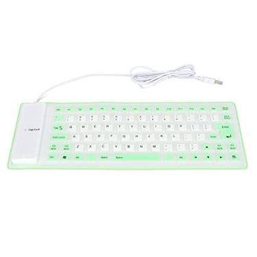 Imagem de MUNEFE Teclado de silicone macio, teclado de silicone com fio USB, teclado de silicone leve e portátil para PC (verde)