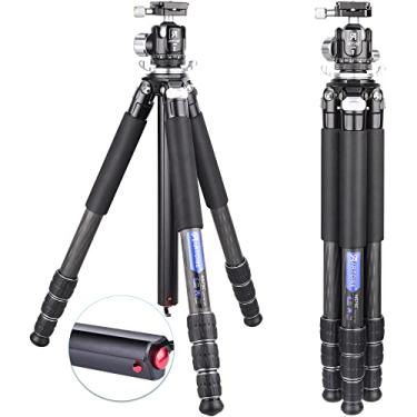 Imagem de Tripé de câmera de fibra de carbono com cabeça esférica de perfil baixo de 36 mm ARTCISE NS75C Tripé compacto profissional, coluna central de formato especial, 10 camadas de fibra de carbono, tubo de
