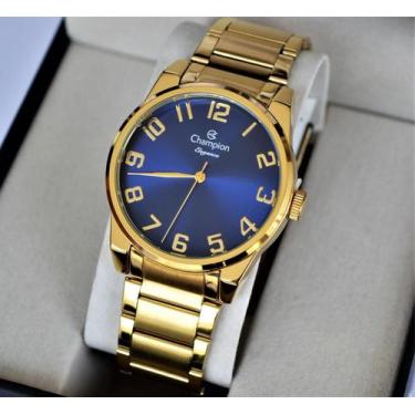 Imagem de Relogio champion masculino dourado visor azul numeros cn27652a