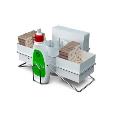 Imagem de Organizador De Cozinha Porta Sachê Chá Açúcar Adoçante Guardanapo Colh