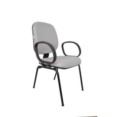 Imagem de Cadeira Fixa Diretor Fire - Maiart, Couro Sintetico Corano, Cinza clar