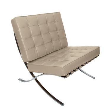 Imagem de Poltrona Barcelona Base Inox Couro Natural Legitimo - Decorato Móveis,