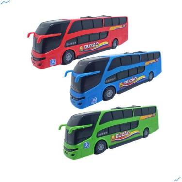 Imagem de kit 3 Onibus Busão Brinquedo Miniatura Infantil Criança 25cm - Bs Toys