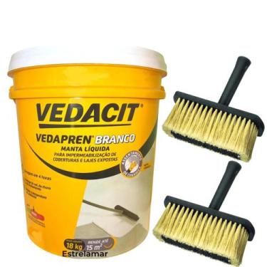 Imagem de Kit Manta Liquida Vedapren Branco 18KG + 2 Broxa Atlas 800/2 - Vedacit