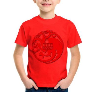 Imagem de Camiseta Infantil Fire and Blood Targaryen - Foca na Moda, Vermelho, 6