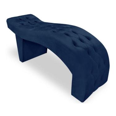Imagem de Maca Estofada Capitonê Clínica Salão Estética Suede Eduarda azul Marinho
