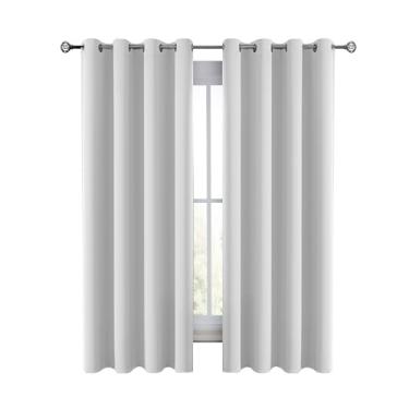 Imagem de Cortinas blackout premium LDC 153 cm de comprimento conjunto de 2 painéis - Cortinas escurecidas com isolamento térmico para janela do quarto - Cortinas com ilhós - 106 cm x 160 cm (branca)