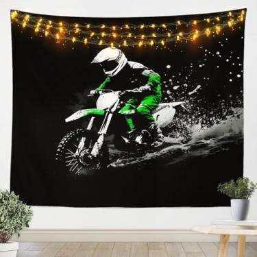 Imagem de Feelyou Tapeçaria de bicicleta suja grande 150 cm x 208 cm com tema de corrida ultramacio, cobertor de parede para crianças, meninos, meninas, decoração de quarto, tapeçarias de motocicleta
