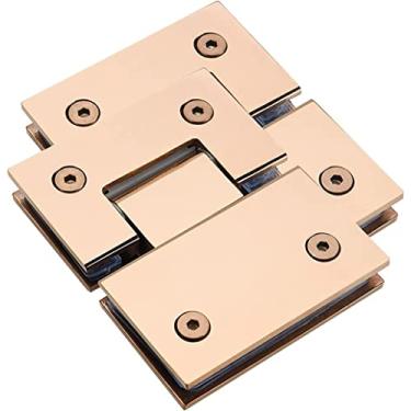 Imagem de Braçadeira para dobradiça de porta de vidro, 2 peças de dobradiça de porta de vidro de aço inoxidável 304, espelho brilhante de ouro rosa de 8 quilates clipe de vidro de casa de banho bidirecional de