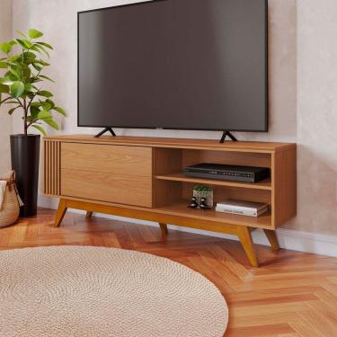 Imagem de Rack para TV Até 60 Polegadas Gillies 1 Porta Ripado Freijó - Pnr Móveis