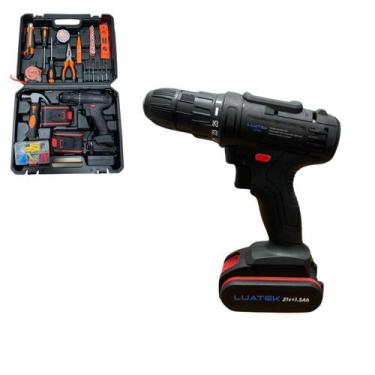 Imagem de Kit Parafusadeira E Furadeira 21V 2 Baterias Chave Martelo Broca Soque