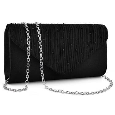 Imagem de Bolsa Evening Clutch TINDTOP para mulheres, bolsa de envelope preta